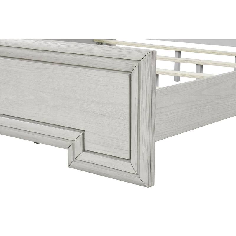 Rustic White Transitional 4-Piece Bedroom Set with USB Nightstand