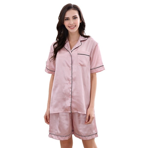 Richie House Women's Satin Two-piece Pajama Set with Shorts