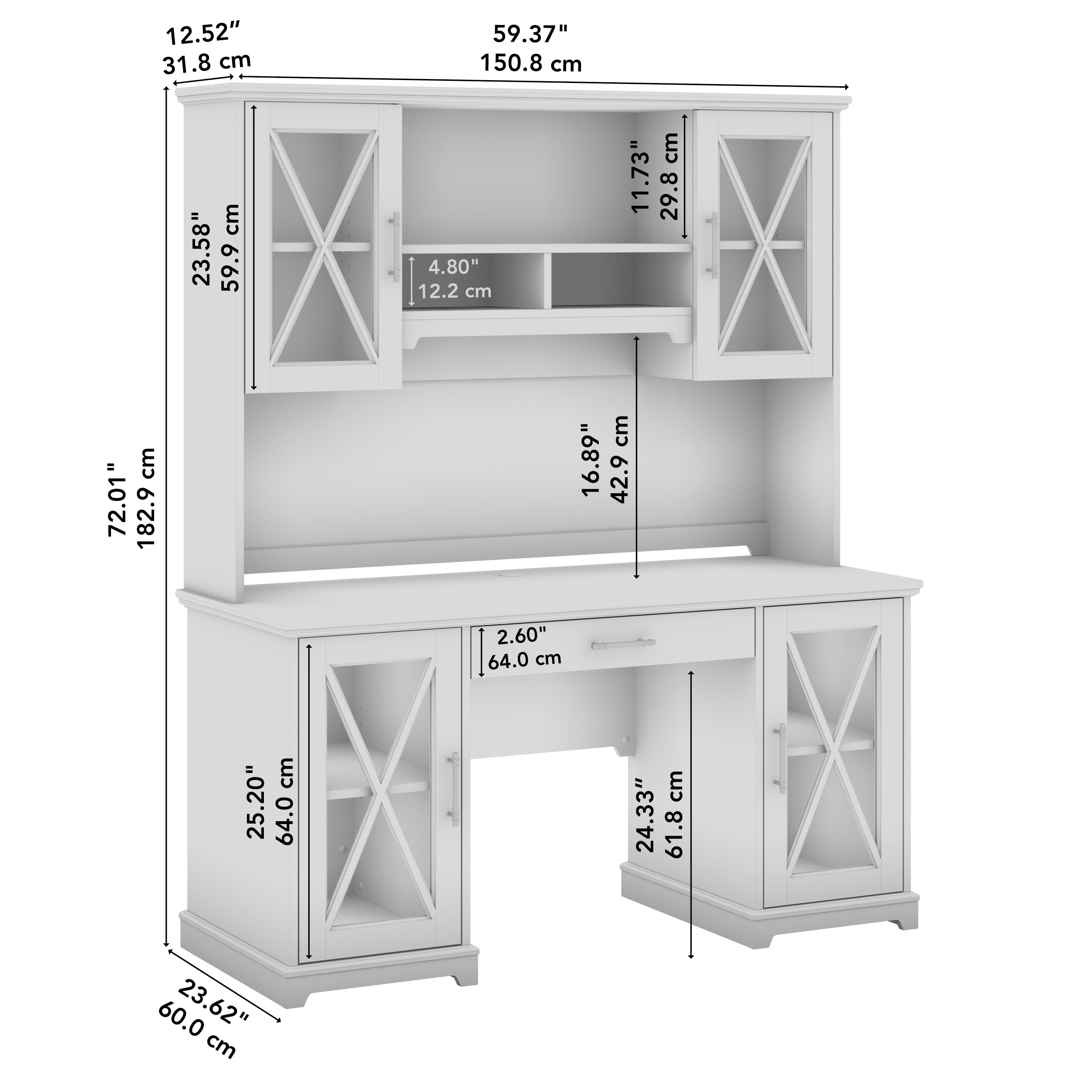 Lennox Farmhouse Desk with Hutch and Keyboard Tray by Bush