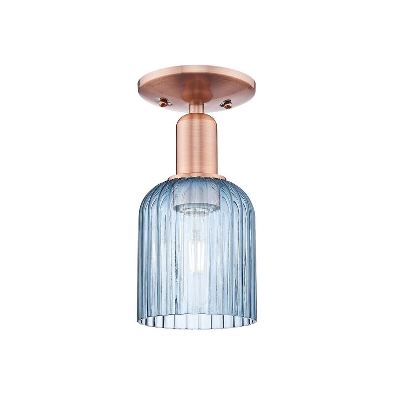 Innovations Lighting 716-1C-11-5 Bridal Veil Semi-Flush Bridal Veil 5" - Antique Copper / Blue