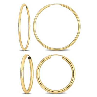 Miadora 2-Piece Set 25mm 30mm Hoop Earrings 14k Yellow Gold