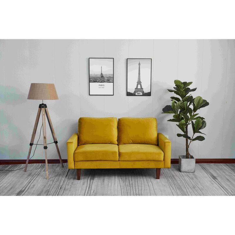 Velvet Square Arm Loveseat - Goldenrod