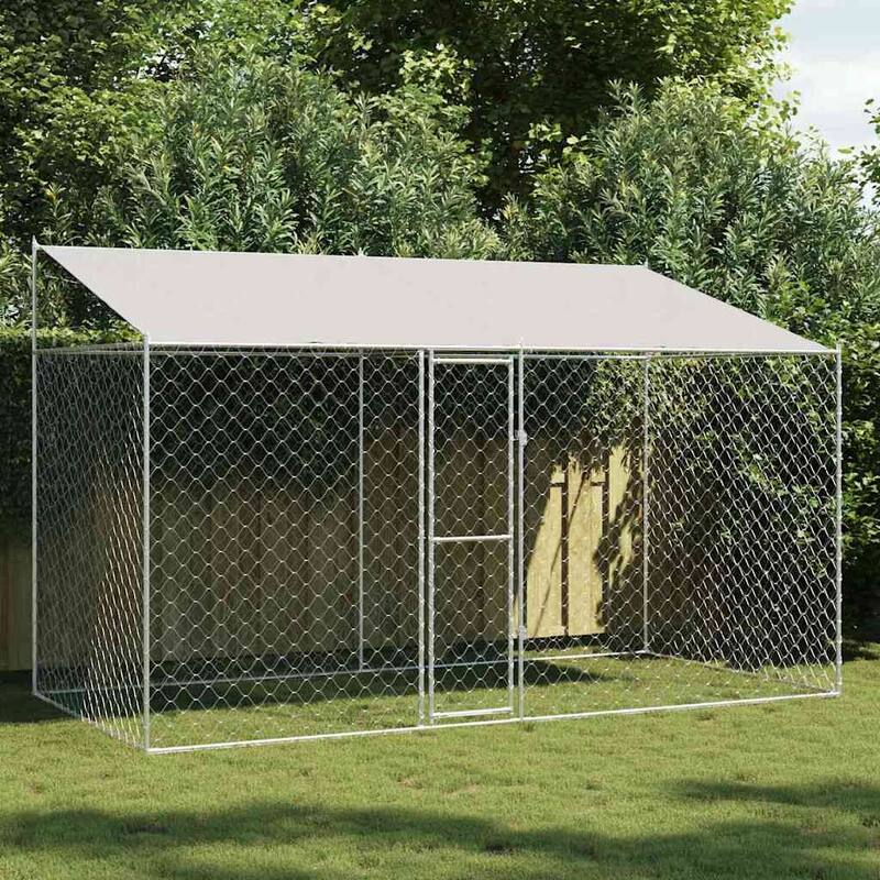 Dog Cage Silver 400/600/800 x 200 x 256 cm Galvanised Steel - 400 x 200 x 256 cm
