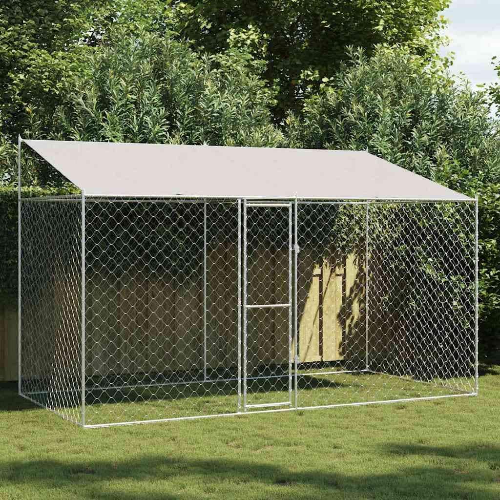 Dog Cage Silver 400/600/800 x 200 x 256 cm Galvanised Steel