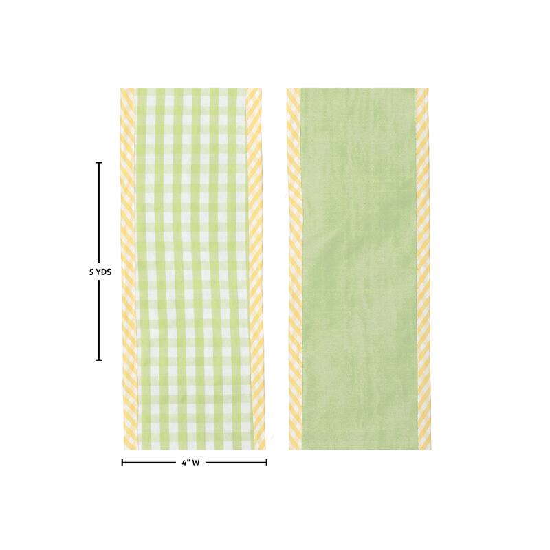 4"X5Y Spring Gingham With Border Ribbon