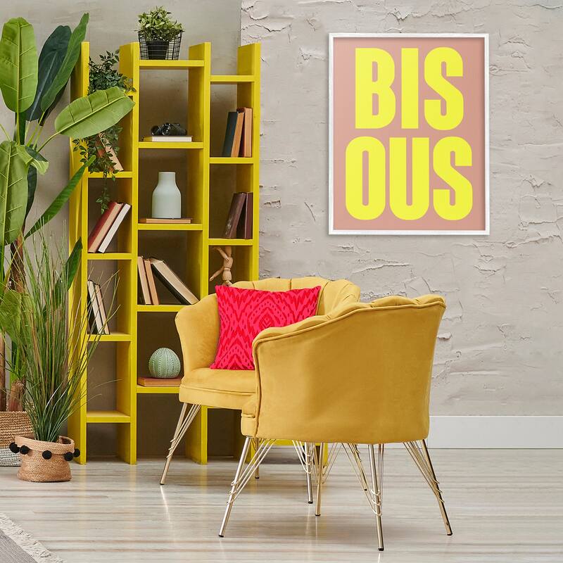 Stupell Bisous Kiss Typography Framed Giclee Art Design By House of Lulu