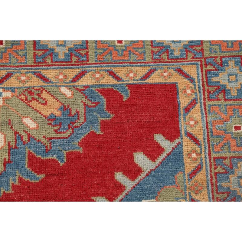 Traditional Red Kazak Oriental Accent Rug Hand-Knotted Wool Carpet - 3'5" x 4'11"