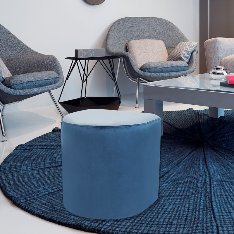 Adeco Modern Round Velvet Ottoman Foot Rest Stool Upholstered Footstool