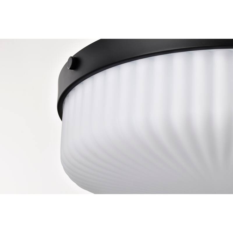 Solara Flush Mount Matte Black Finish Frosted Ribbed Glass - Matte Black