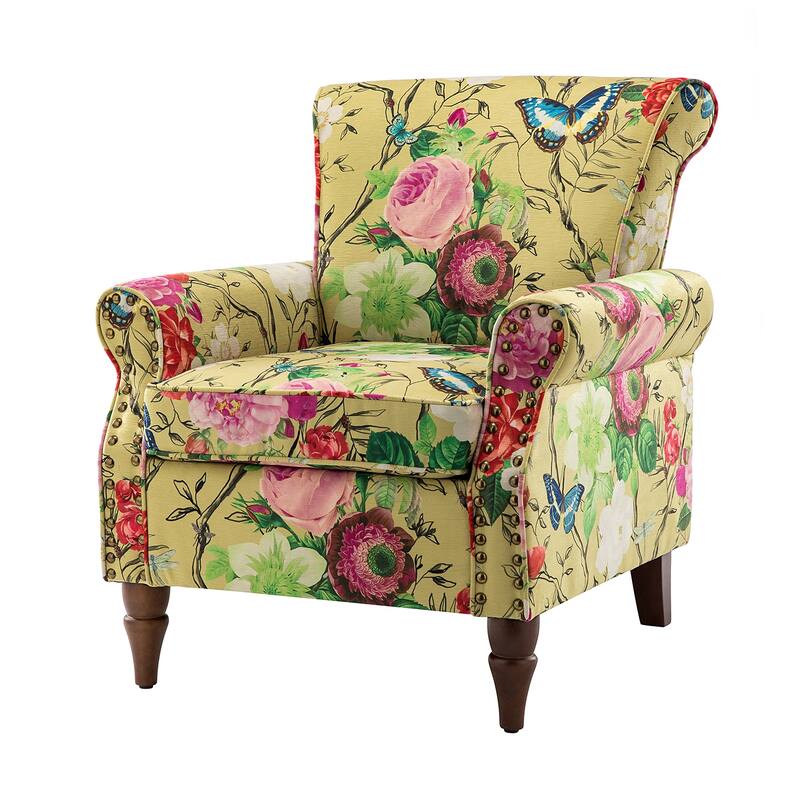Nyctelius Nailhead Trim Traditional Accent Armchair with Rolled Arms by HULALA HOME