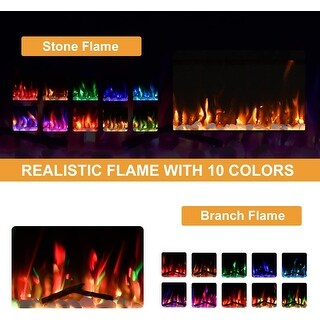 40"-60" Ultra Thin Electric Fireplace Indoor Recessed Wall Mounted Fireplace Insert Heater with Remote Control