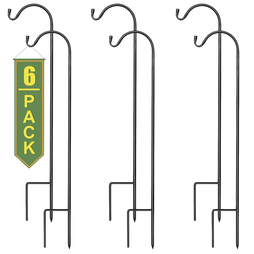 Sorbus Shepherds Hooks for Outdoor Extendable Garden Planter Stakes Bird Feeder Décor Lights Lanterns Flower Baskets - Set of 6