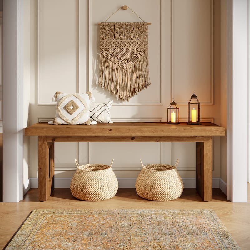 43 Inch Solid Wood Entryway Shoe Bench for Living Room / Bedroom / Hallway / Mudroom - 43.31" L x 13.78" W x 17.72" H