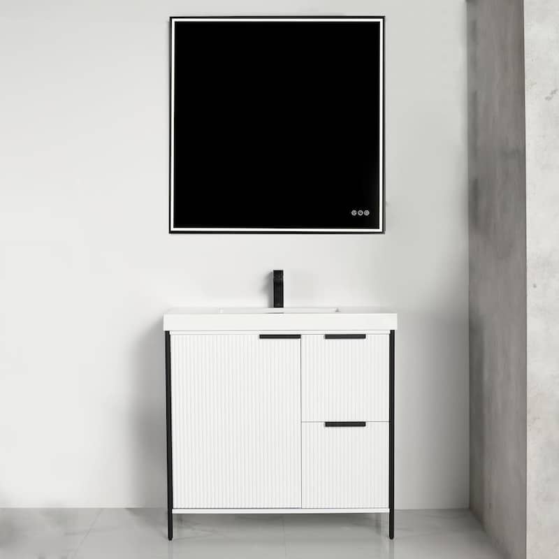 Blossom 36 Inch All Wood Freestanding Bathroom Vanity with Sink - 36" Acrylic Sink - White