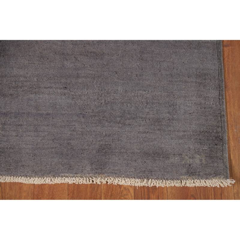 Gray Blue Gabbeh Oriental Runner Rug Handmade Wool Carpet - 2'11"x 6'8"