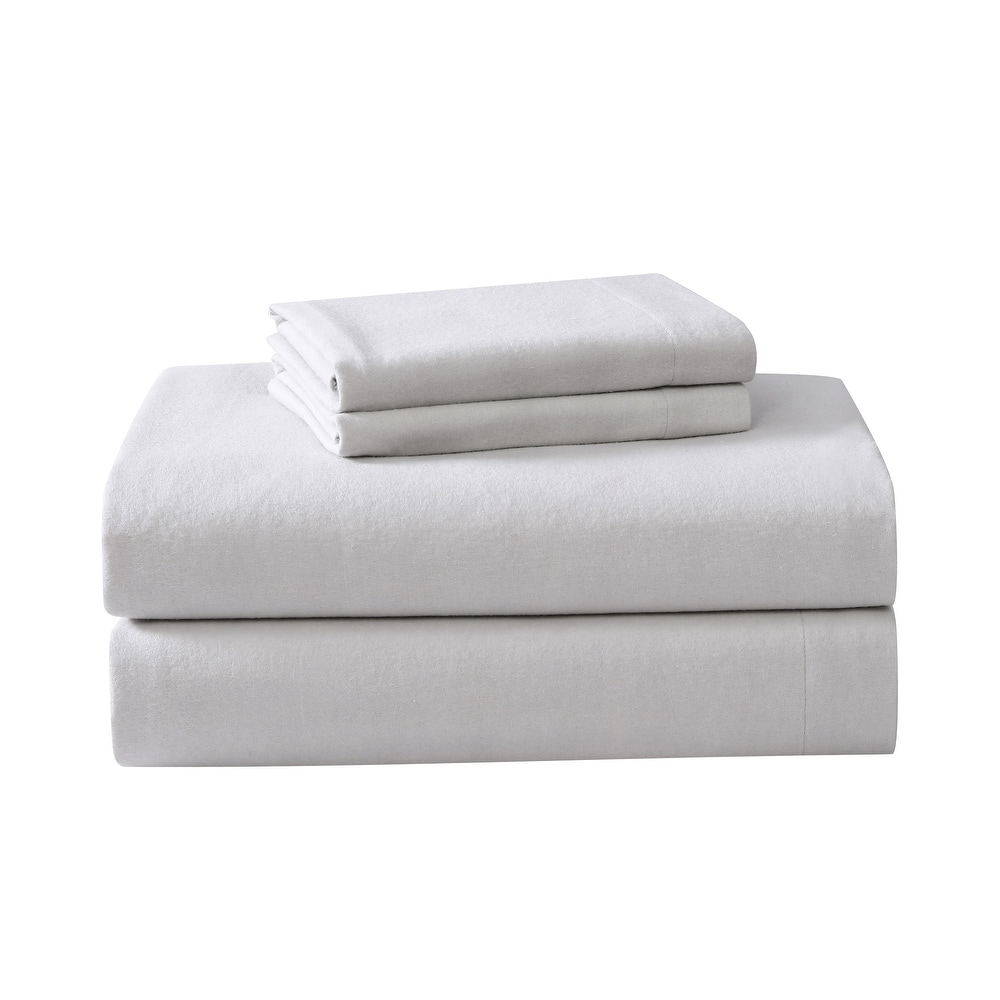 Laura Ashley Cotton Flannel Solid Deep Pocket Sheet Set