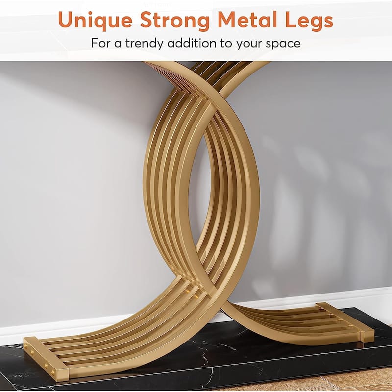 Console Table, Entryway Table with Geometric Legs, Sofa Table - 11.81"D x 39.37"W x 31.49"H