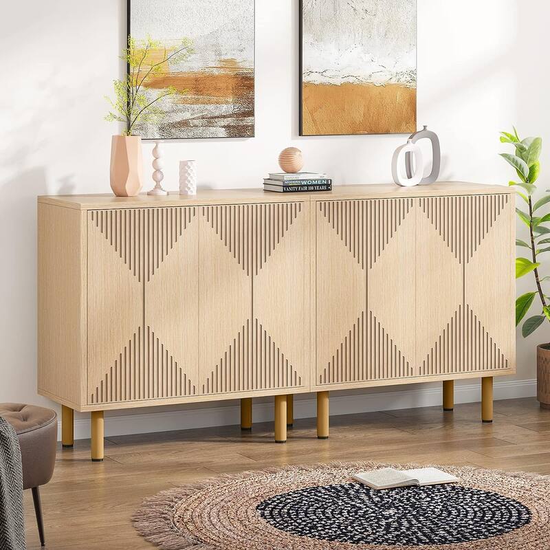 Modern Natural Storage Cabinet Set for Living Room