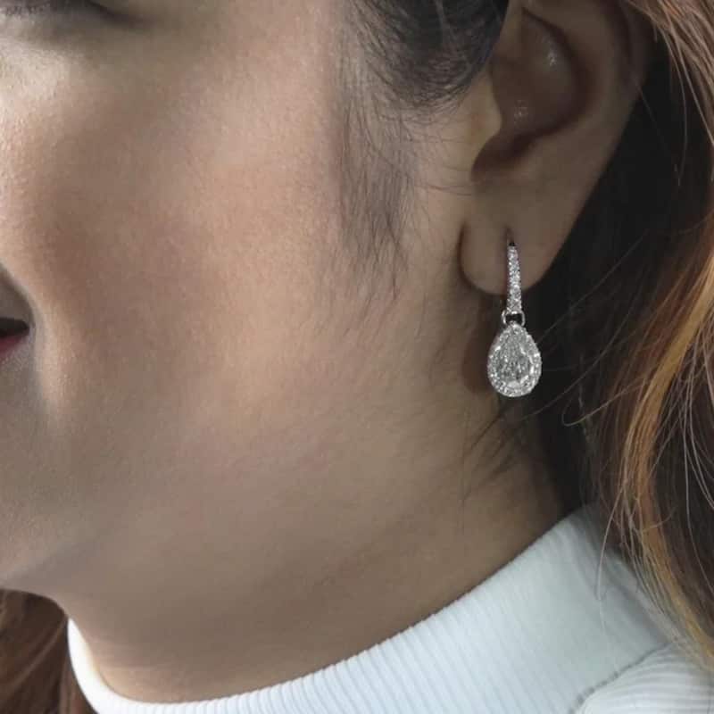 Auriya 14k Gold Vintage Pear-cut Halo Diamond Dangle Earrings 2 2/5ctw (H-I, S12-S13)