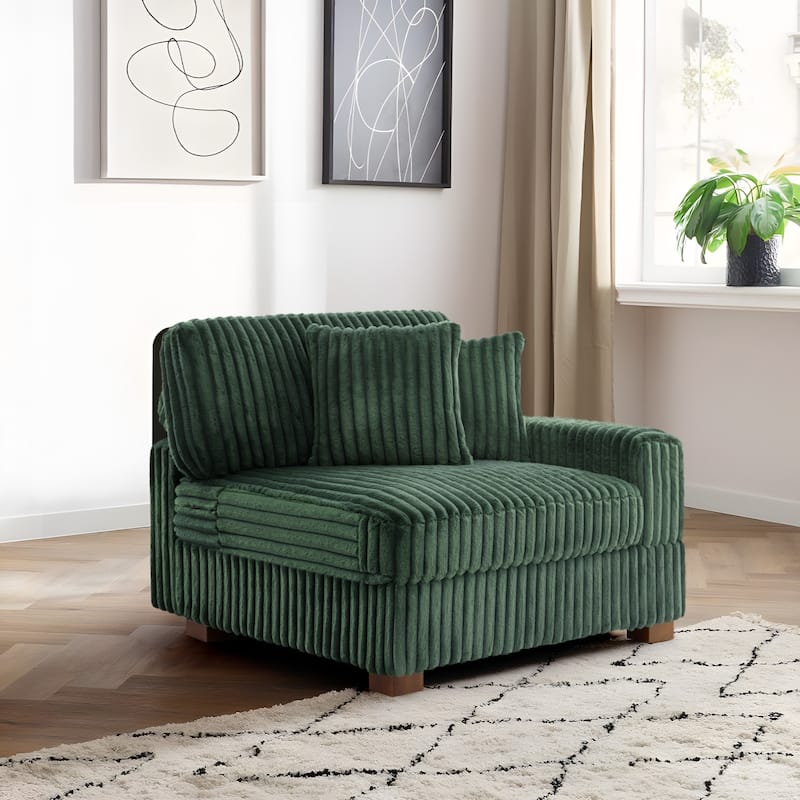Cotton Flannel Armchair Sofa Corner Chairs for Living Room - Green - Armchair Right