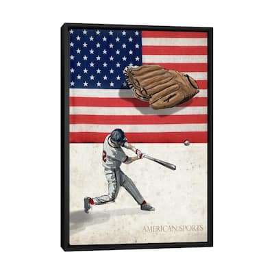 iCanvas "American Sports- Baseball I" by GraphINC Framed Canvas Print