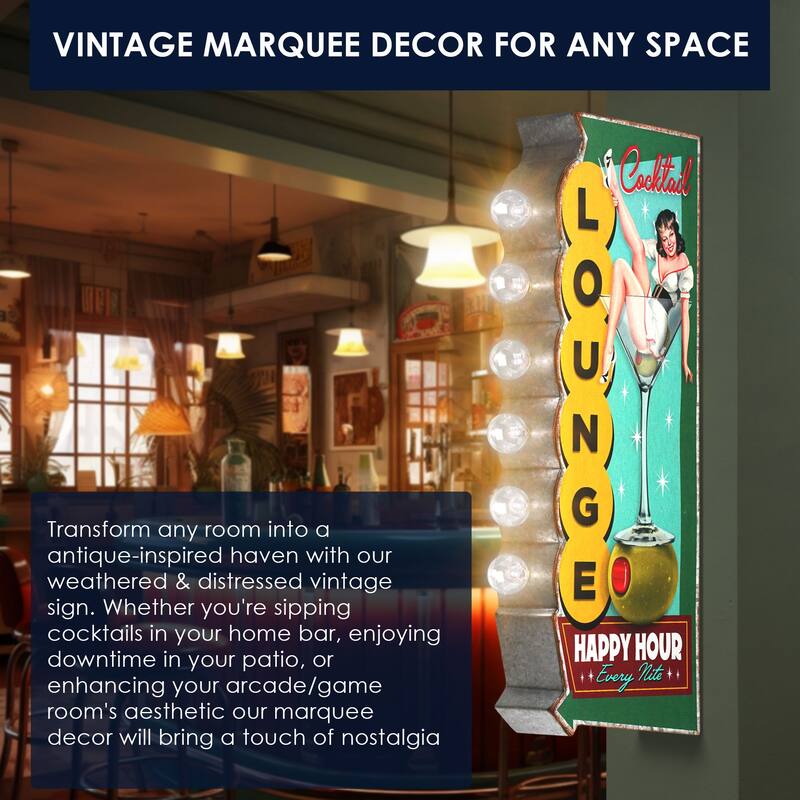 Metal LED Cocktail Lounge Every Nite Marquee Wall Sign - 23.75" x 9" x 3"