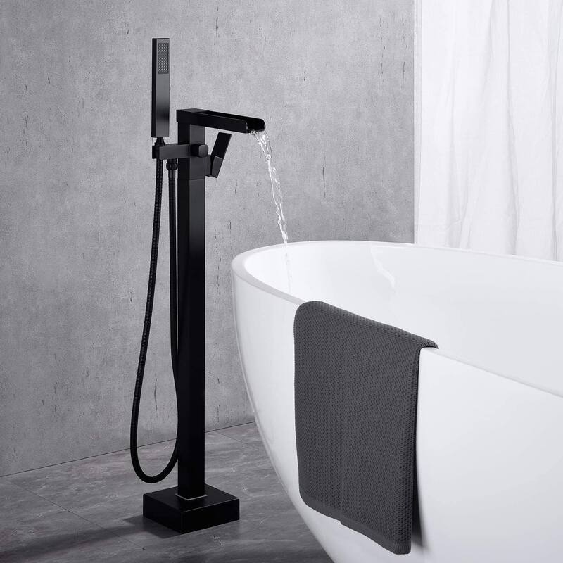 BATHLET Single Handle Floor Mounted Freestanding Tub Filler with Handshower