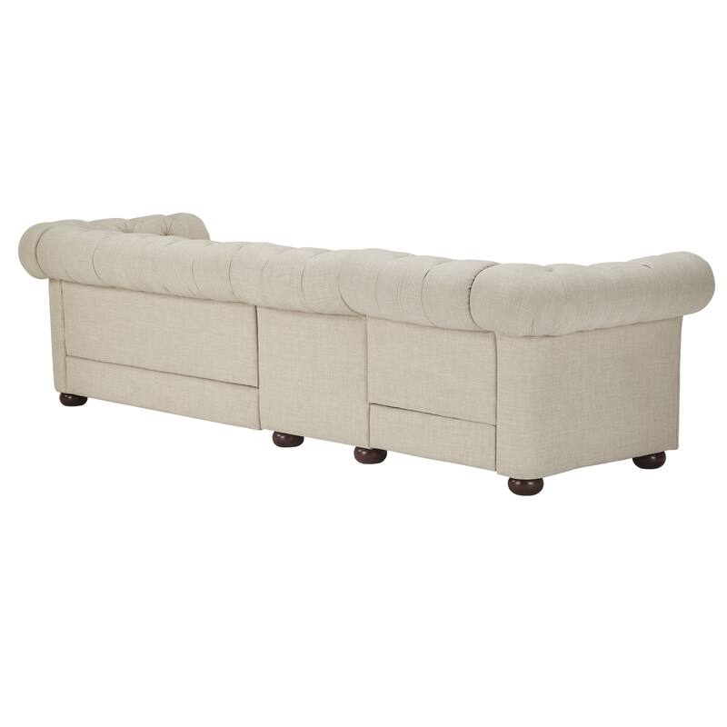 Knightsbridge Beige Linen Tufted Chesterfield Modular Sofa by iNSPIRE Q Artisan
