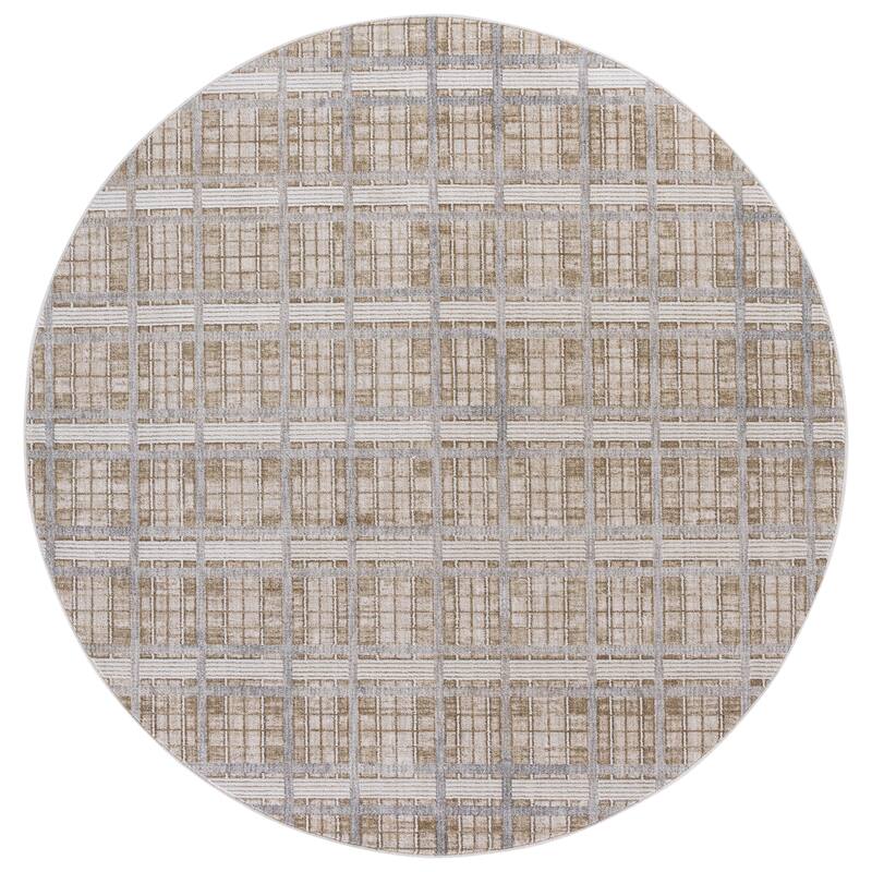 SAFAVIEH Finley Metella Geometric Rug - 6'7" Round - Beige/Grey