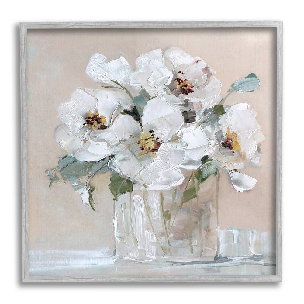 Stupell Traditional White Blooms Flower Arrangement Still Life Framed Wall Art, Design by Sally Swatland