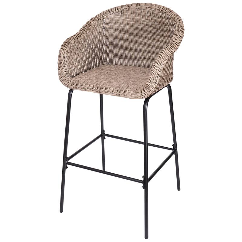 Christopher Knight Home- Stekar Outdoor Metal Wicker Barstool Set of 2
