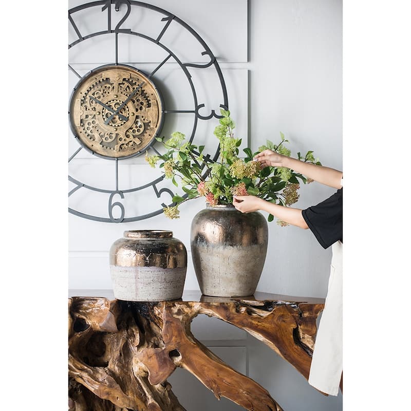 13x13x16" Round Sienna Brown Ceramic Accent Vase