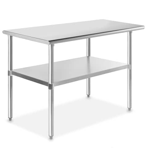 48 x 24 Inch NSF Stainless Steel Commercial Prep Table by GRIDMANN - Silver - 48 in Long x 24 in Deep