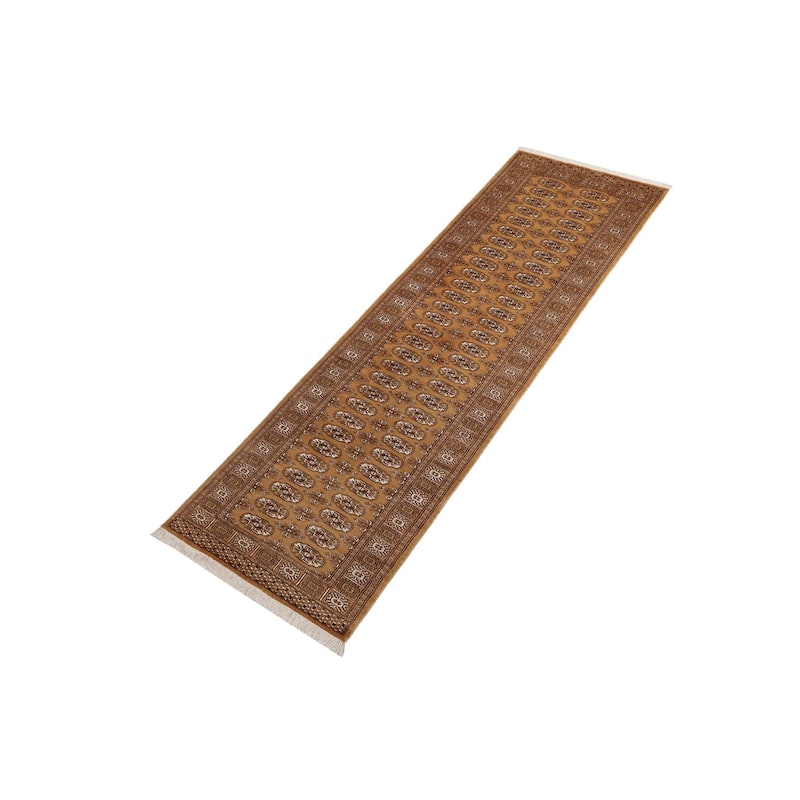 Rustic Bokhara Oswaldo Brown Beige Hand Knotted Runner - 2'8'' x 9'5''