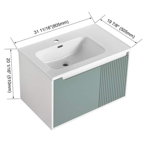 dimension image slide 4 of 6, Bathroom Vanity With Sink In 32/36/40/84/76/92 Inch, Floating Bathroom Vanity With Soft Close Door