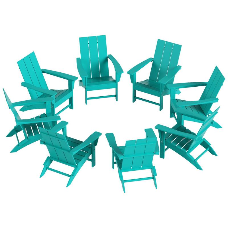 Shoreside Modern Poly Folding Eco-Friendly All Weather Adirondack Chair (Set of 8)