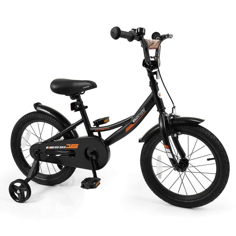 Costway 14" Kids Bike with Removable Training Wheels Adjustable Seat & - See Details - 16"-Black