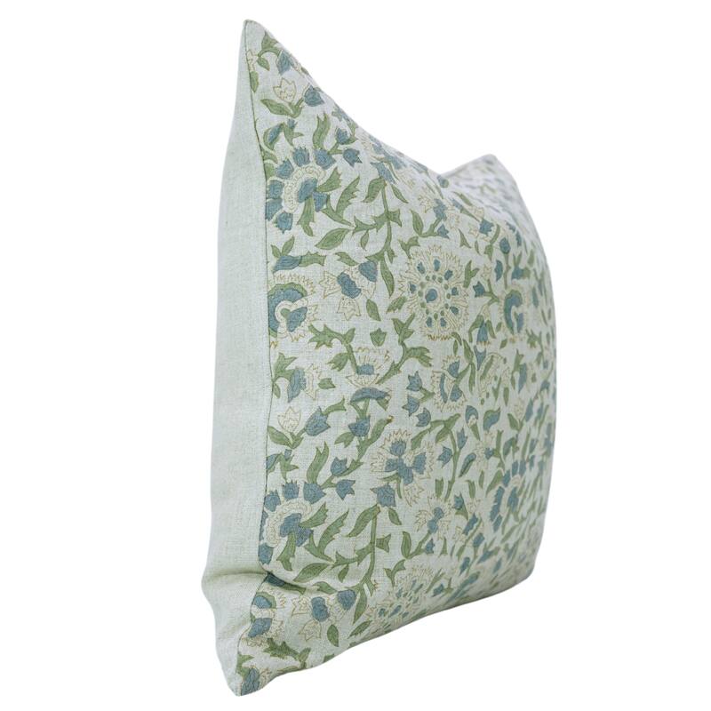 Fabdivine 18x18 Inch Floral Cushioncase for Gift, Living Room or Seasonal Home Décorative Aqua Linen Pillow Cover, Pushplata