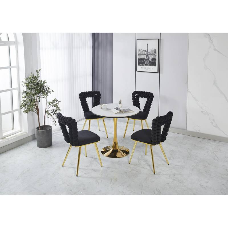 Modern Chair Set (2) with Golden Iron Tube Legs