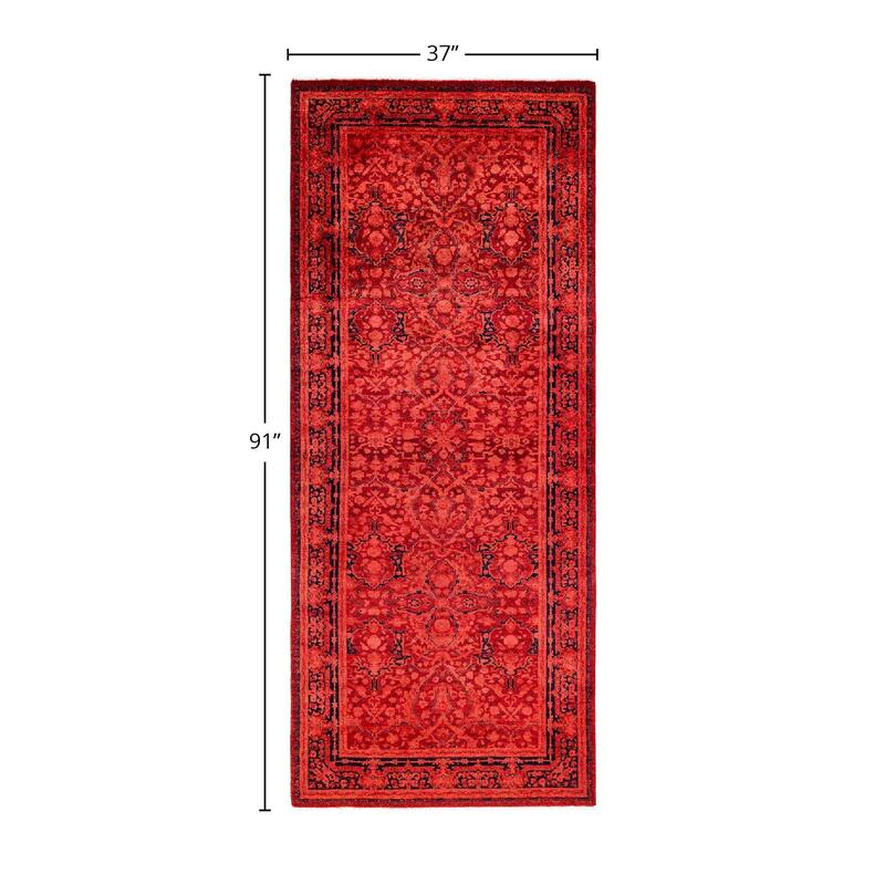 Contemporary Overdyed Wool Hand Knotted Runner - 3' 1" x 7' 7"