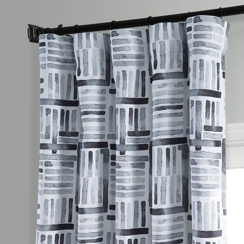 Exclusive Fabrics Modern Geometric Hashtag Blackout Room Darkening Curtain Panel Pair (2 Panels)