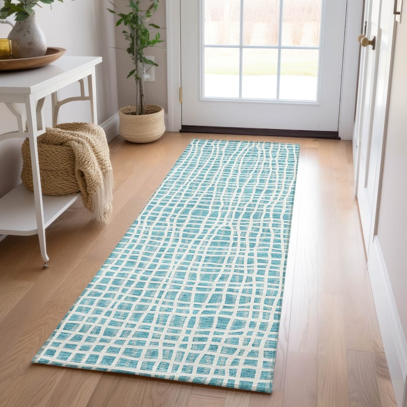 Machine Washable Indoor/ Outdoor Chantille Abstract Modern Rug