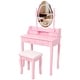 preview thumbnail 2 of 3, Pink Princess Vanity Desk Set with Cushioned Stool& Light Modes,4-Drawer