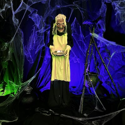 Haunted Hill Farm 5-Ft. Life-Size Talking Animatronic Zombie Maid