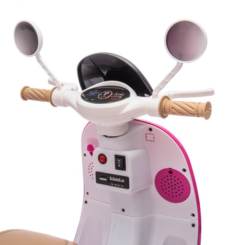 12V Ride-On Two-Seater Motorcycle for Kids, Three-Wheel Design, USB, Bluetooth, Adult Seat Flip, and Storage for Ages 3-6.