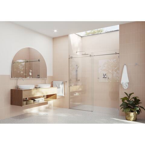 Glass Warehouse 64 in. - 68 in. x 78 in. Frameless Sliding Shower Door