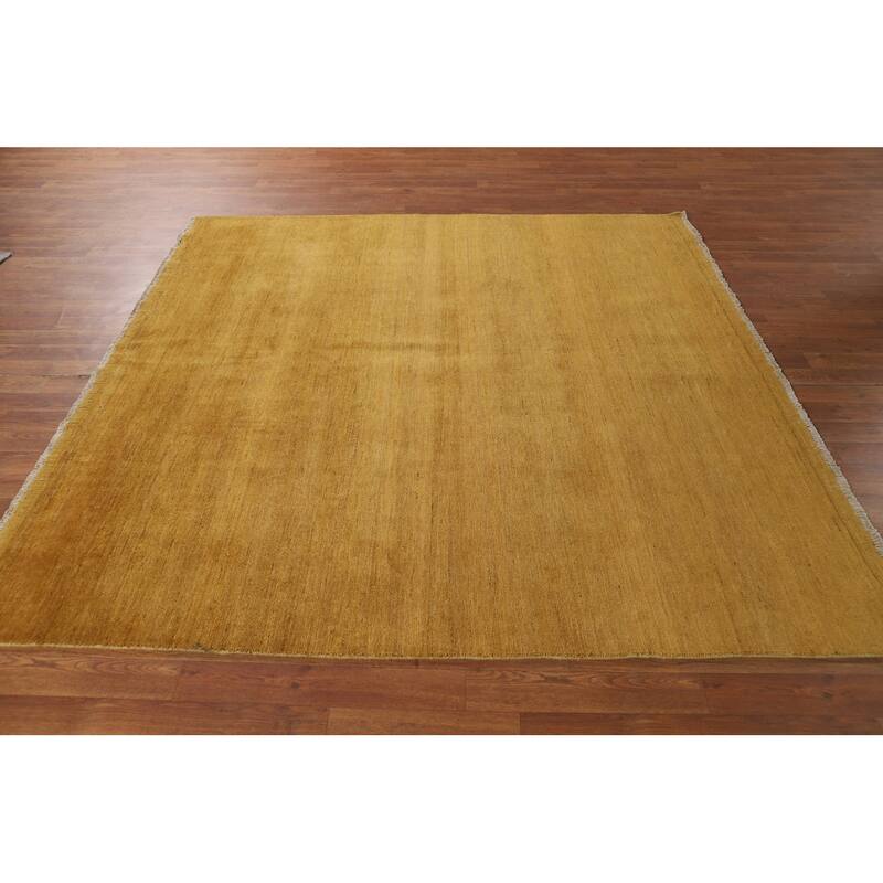 Yellow Gabbeh Oriental Square Area Rug Handmade Wool Carpet - 6'7" x 6'8"