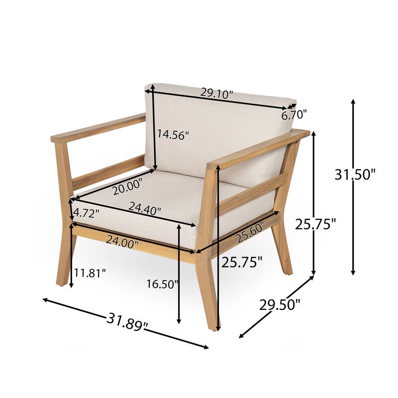 Scott Living - Marcellus Acacia Wood Outdoor Club Armchair with Cushion