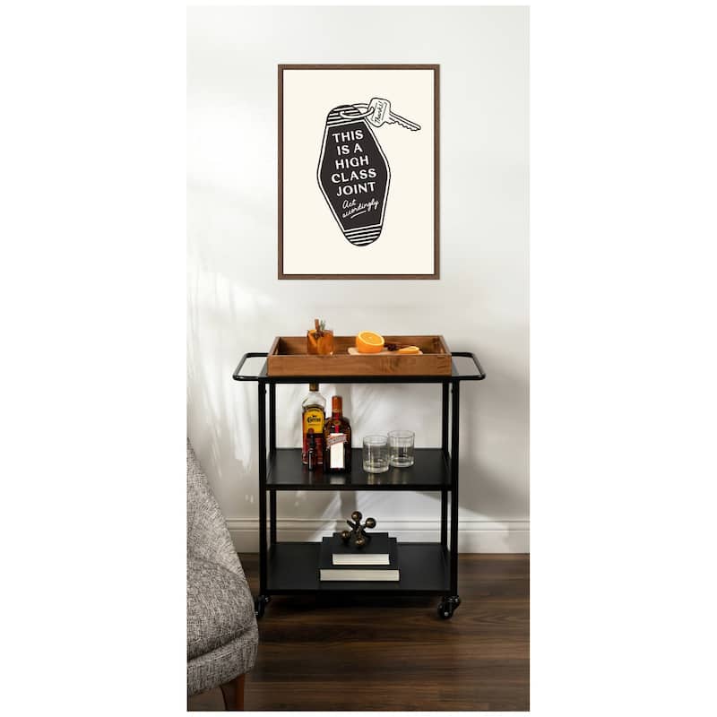 Kate and Laurel Retro Keychain This is a High Class Joint Black and White by Lucky Guava Framed Canvas Wall Art Print