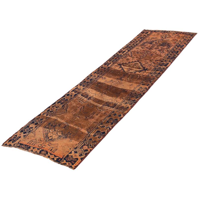 ECARPETGALLERY Hand-knotted Melis Vintage Copper Wool Rug - 3'1 x 10'11